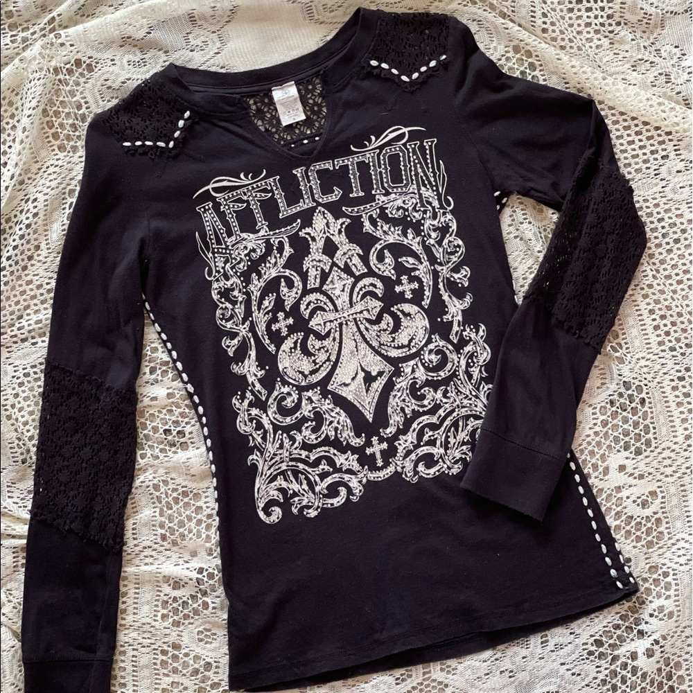 Affliction Womens L/S  Top. Size Small
